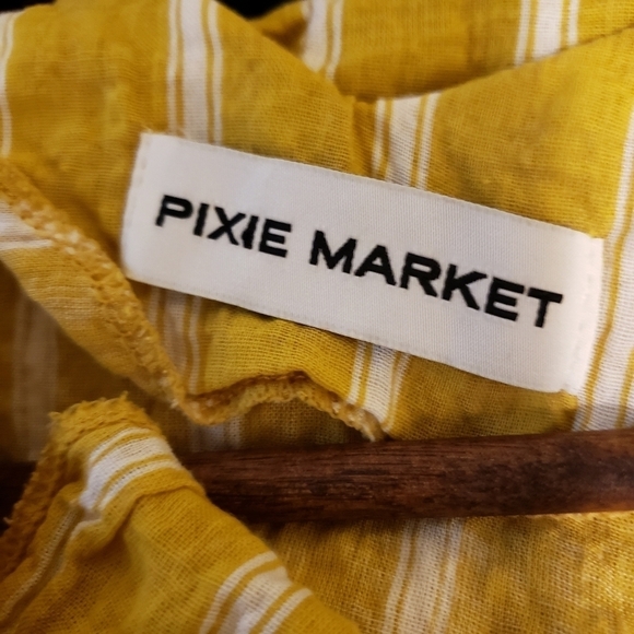 Pixie Market Lagenlook Mustard Yellow Striped Top - Picture 8 of 10
